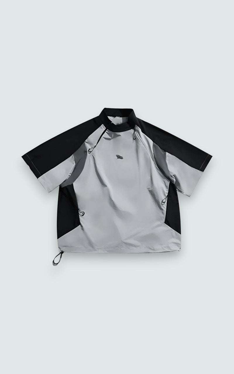 Panel Zip Short Sleeve Top