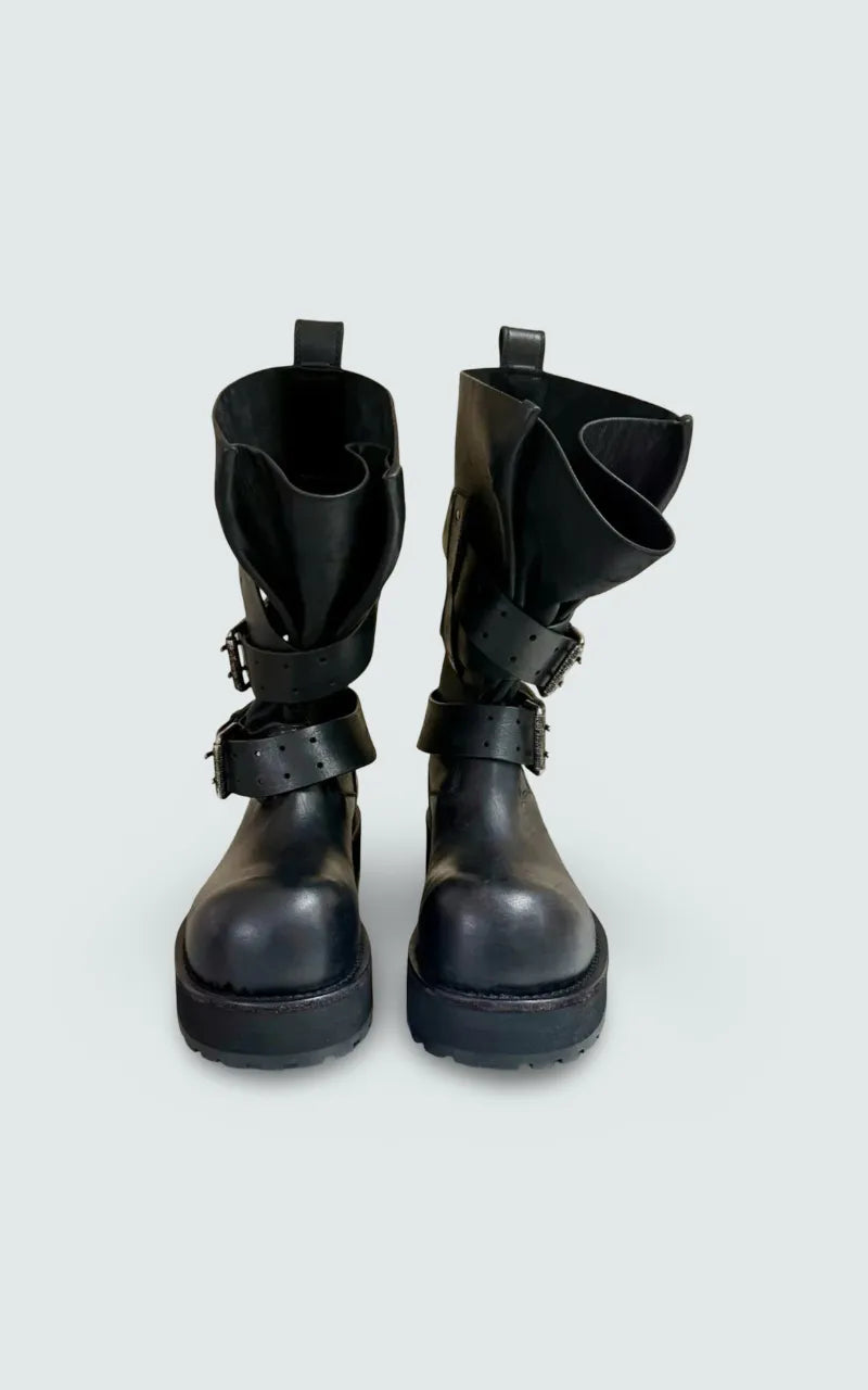 Ironbound Retro Buckle Platform Boots