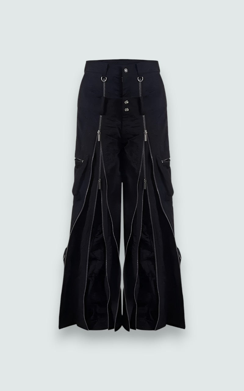 High-Street Wide Leg Strap Pants