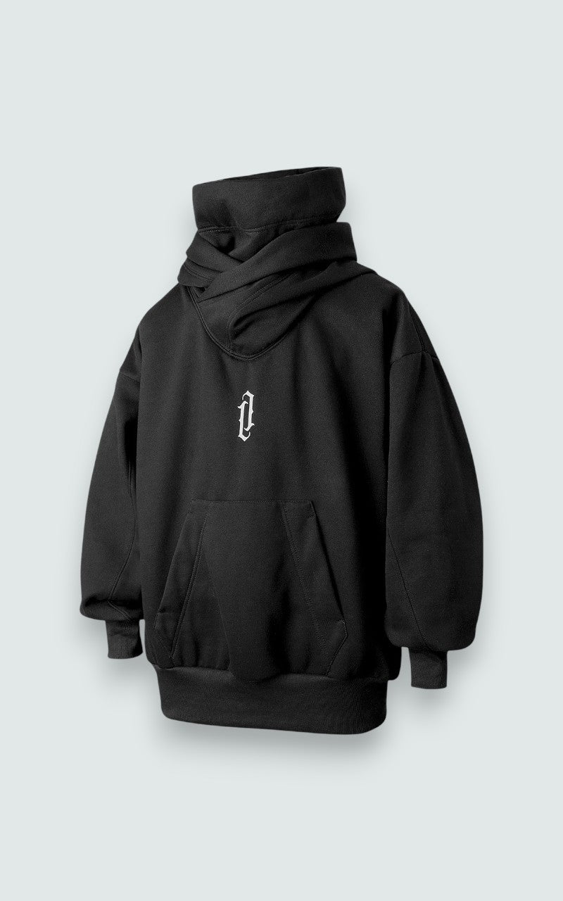 Layered High-Neck Oversized Hoodie