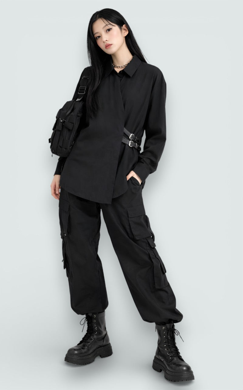 Asymmetric Belted Shirt