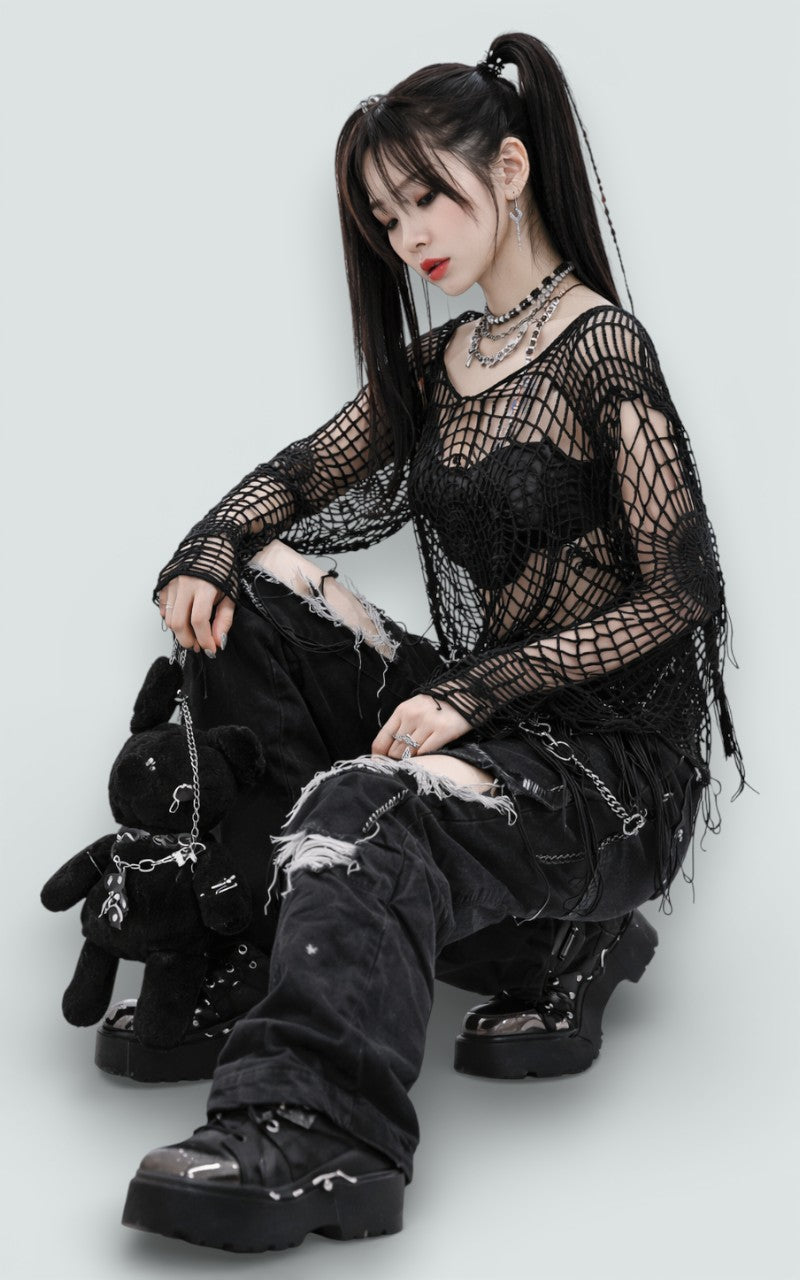 Spider Web Mesh Knit Top