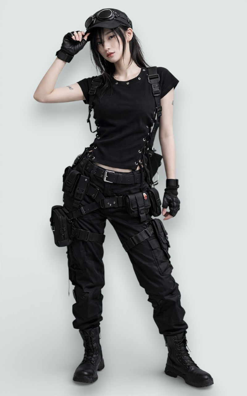 Lace-Up Side Grommet Crop Top