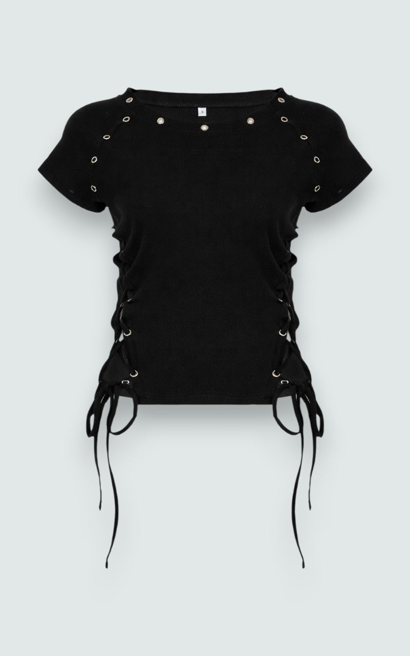Lace-Up Side Grommet Crop Top