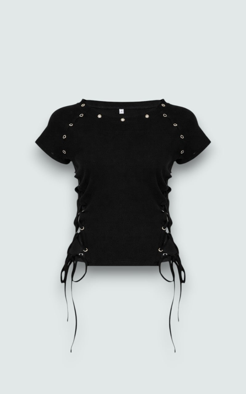 Lace-Up Side Grommet Crop Top