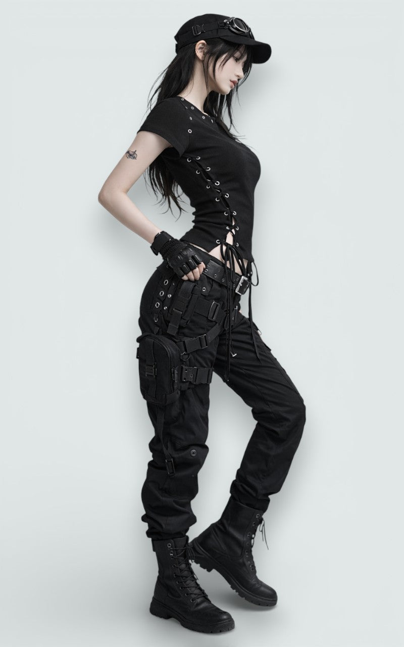 Lace-Up Side Grommet Crop Top