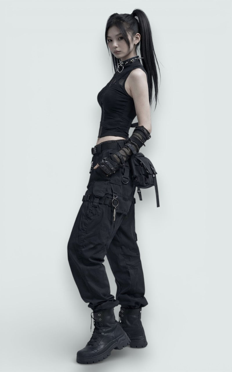 Cross Panel Bandage Gothic Crop Tank