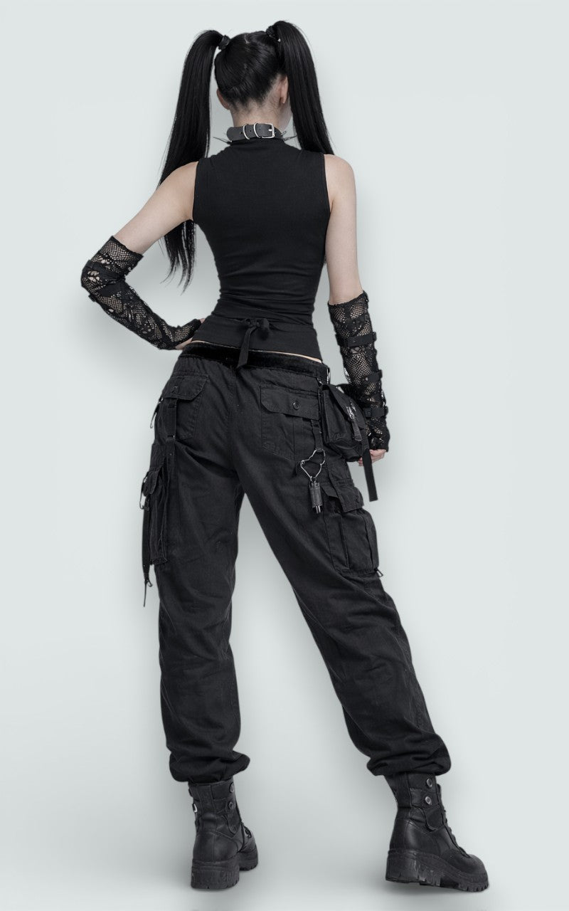 Cross Panel Bandage Gothic Crop Tank