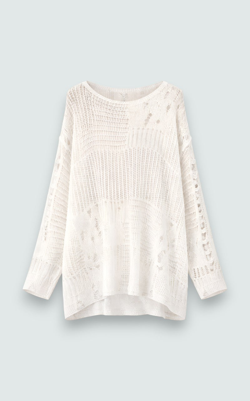 Grunge Hollow-Out Oversized Knit Top