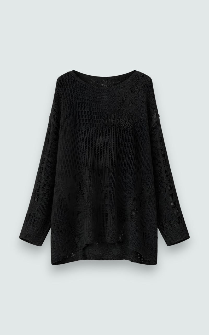 Grunge Hollow-Out Oversized Knit Top