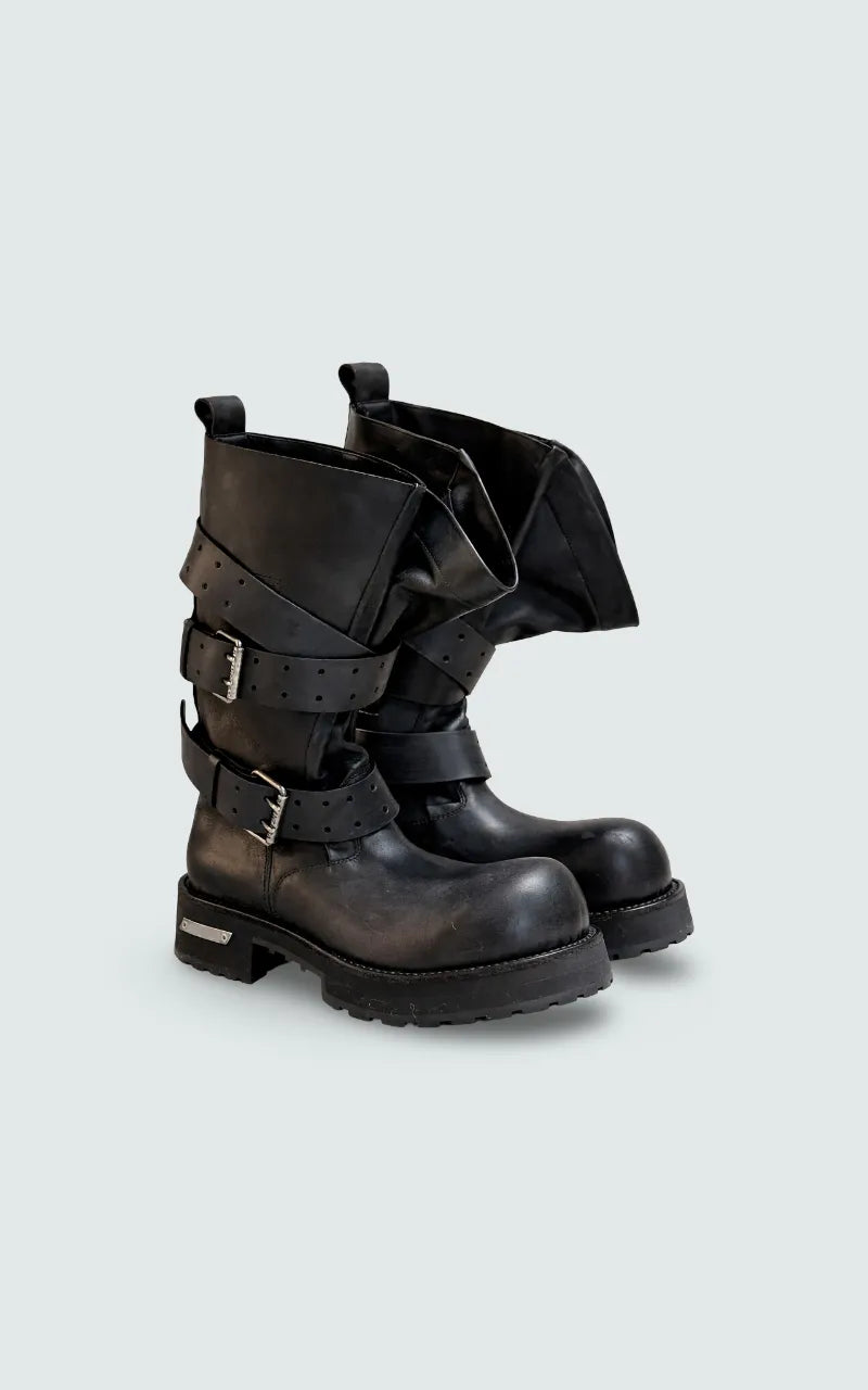 Ironbound Retro Buckle Platform Boots