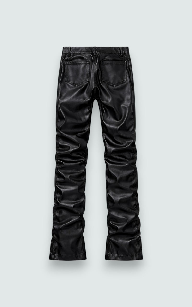 Straight-Leg Faux Leather Punk Pants