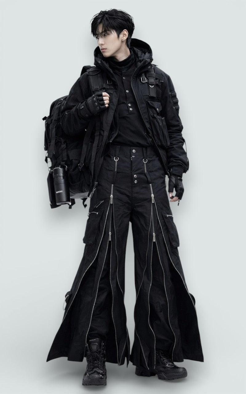 High-Street Wide Leg Strap Pants