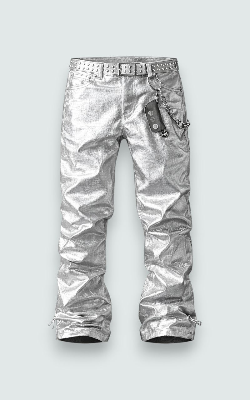 Relaxed Fit Faux Leather Straight Pants