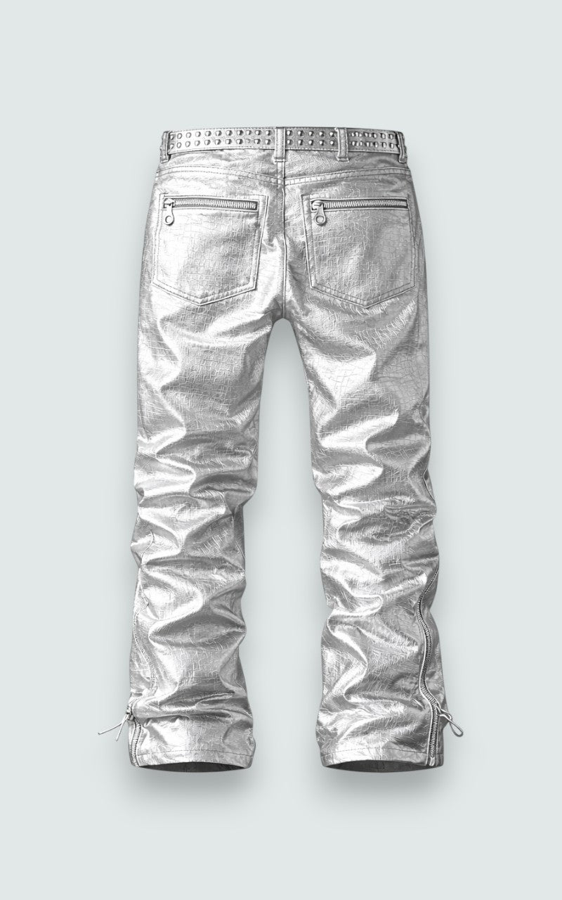 Relaxed Fit Faux Leather Straight Pants