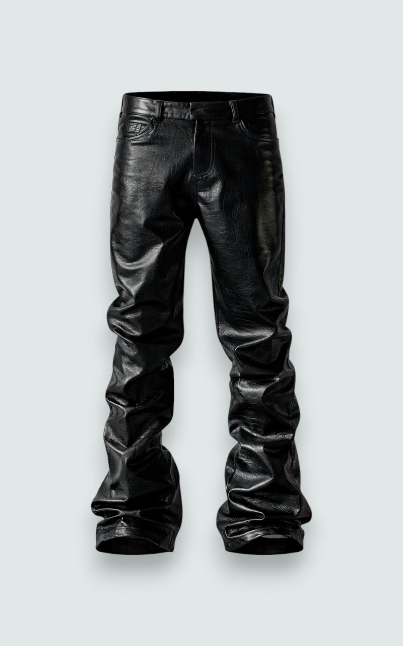 Relaxed Fit Faux Leather Straight Pants