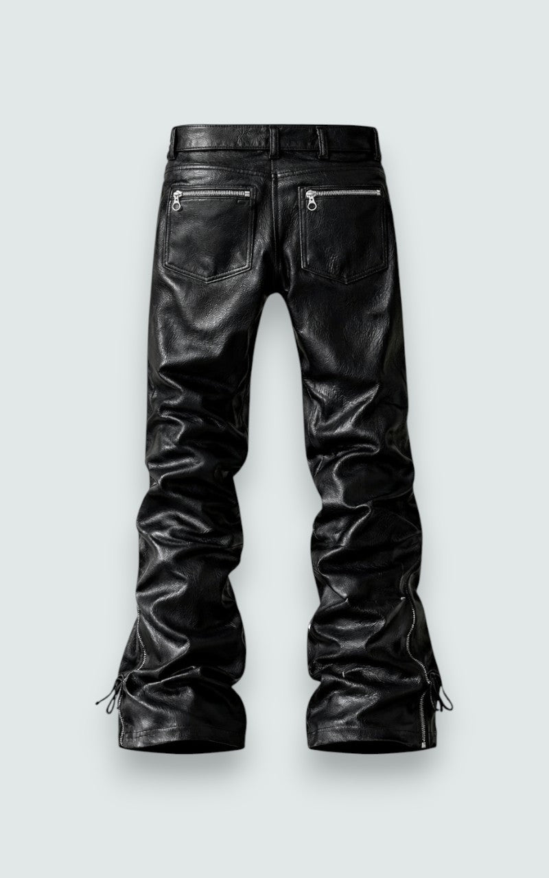 Relaxed Fit Faux Leather Straight Pants