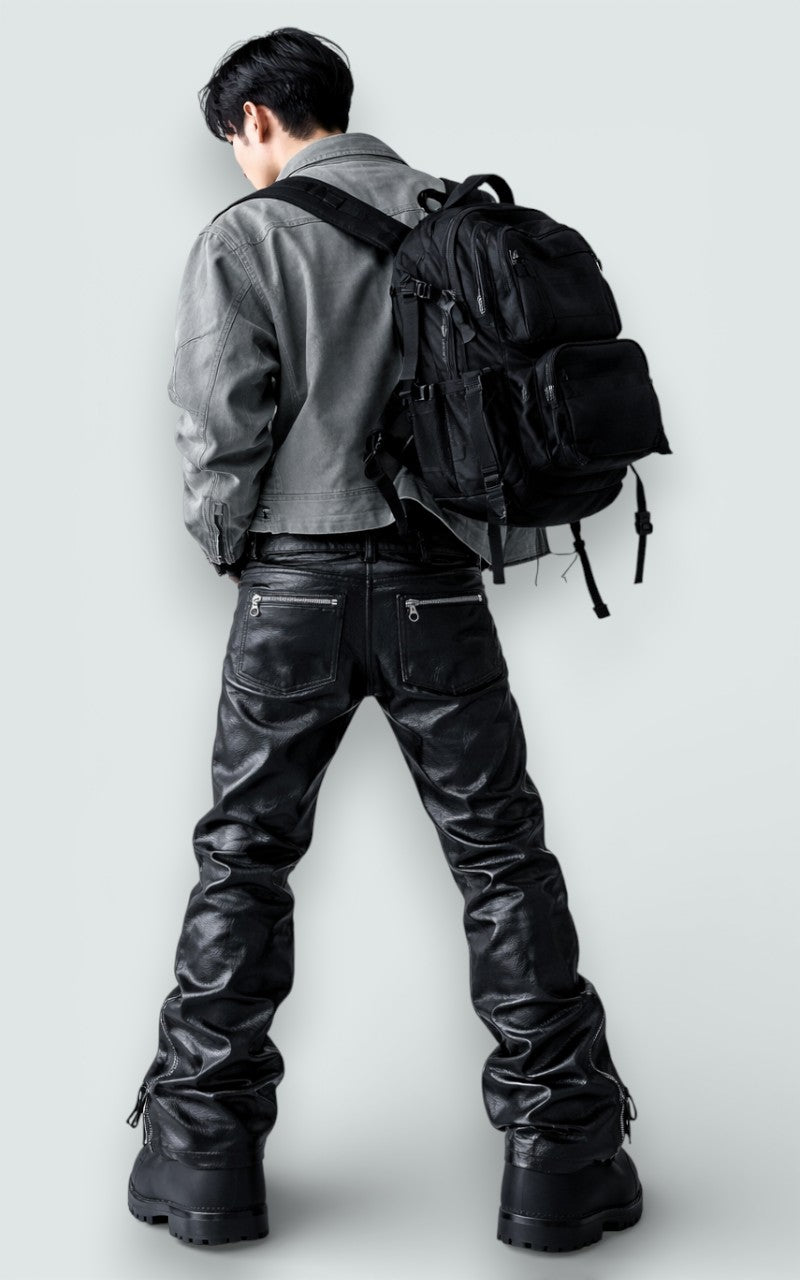 Relaxed Fit Faux Leather Straight Pants