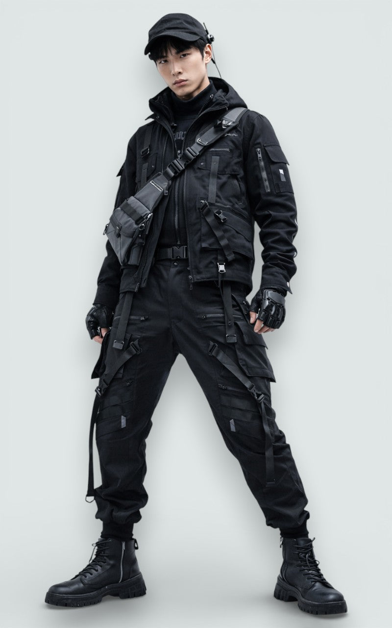 Strap-Detail Tech Cargo Pants