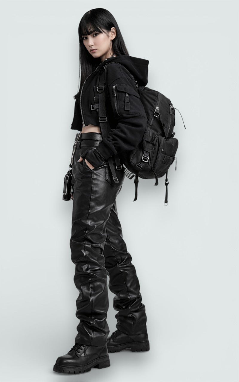 Faux Leather Stacked Fit Statement Pants