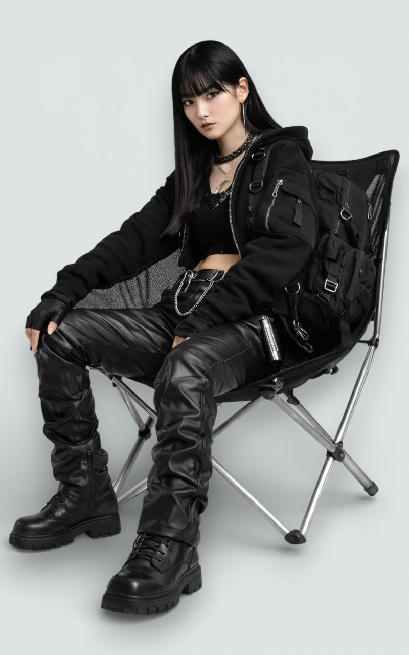 Faux Leather Stacked Fit Statement Pants