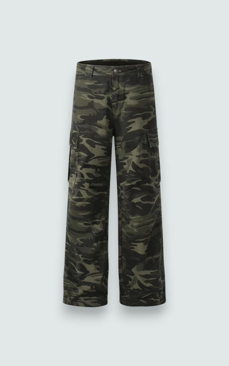 Wide-Leg Utility Denim Jeans