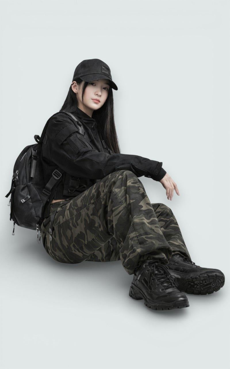 Wide-Leg Utility Denim Jeans