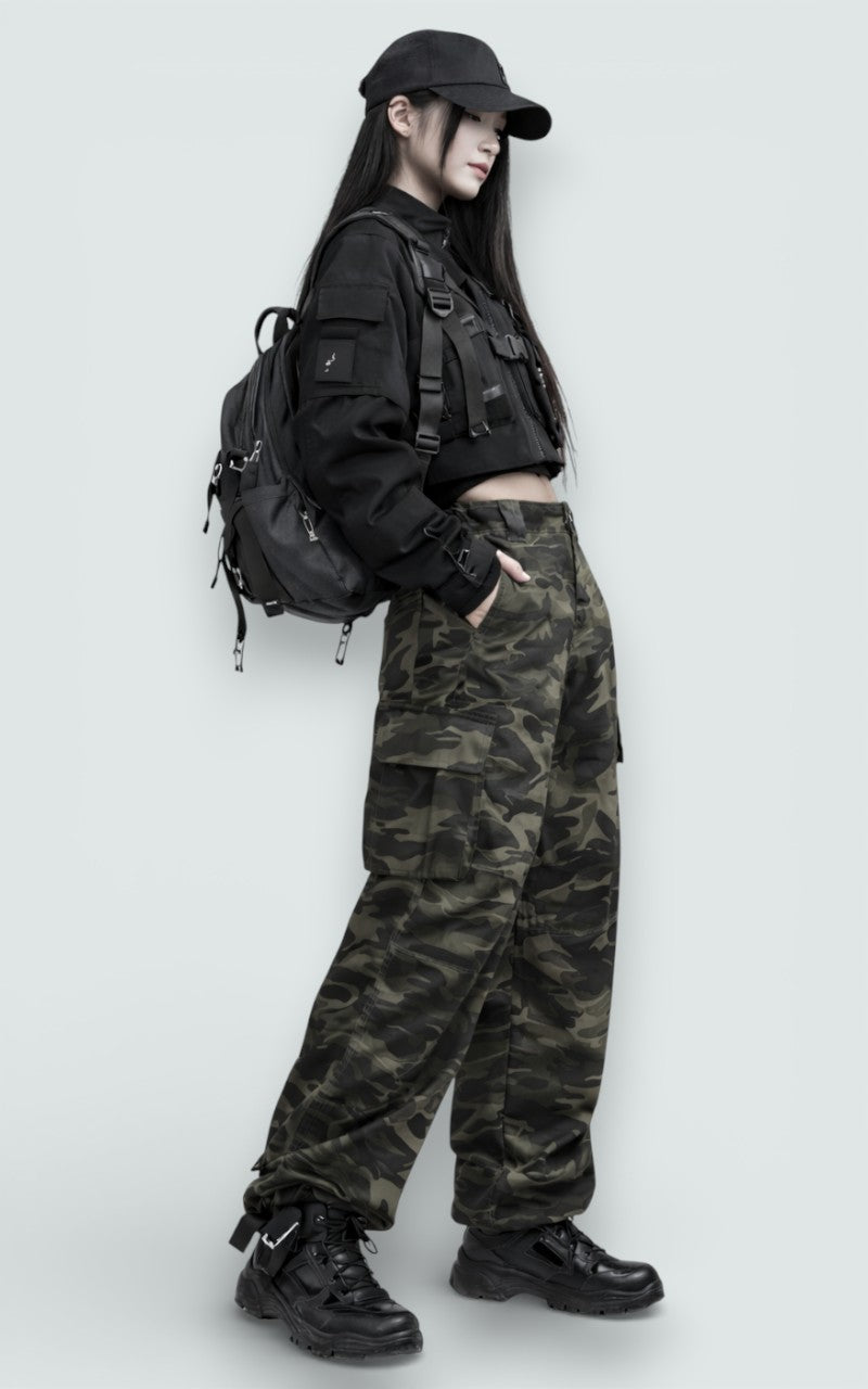 Wide-Leg Utility Denim Jeans