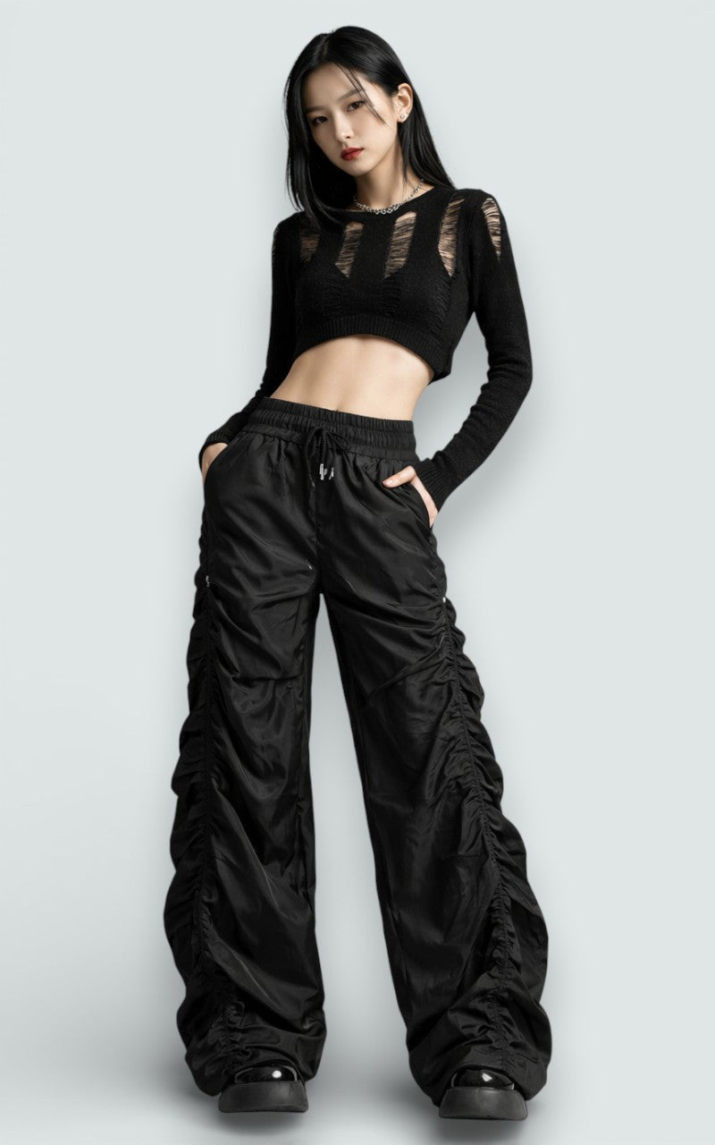 Ruched High-Waist Bloomers Pants