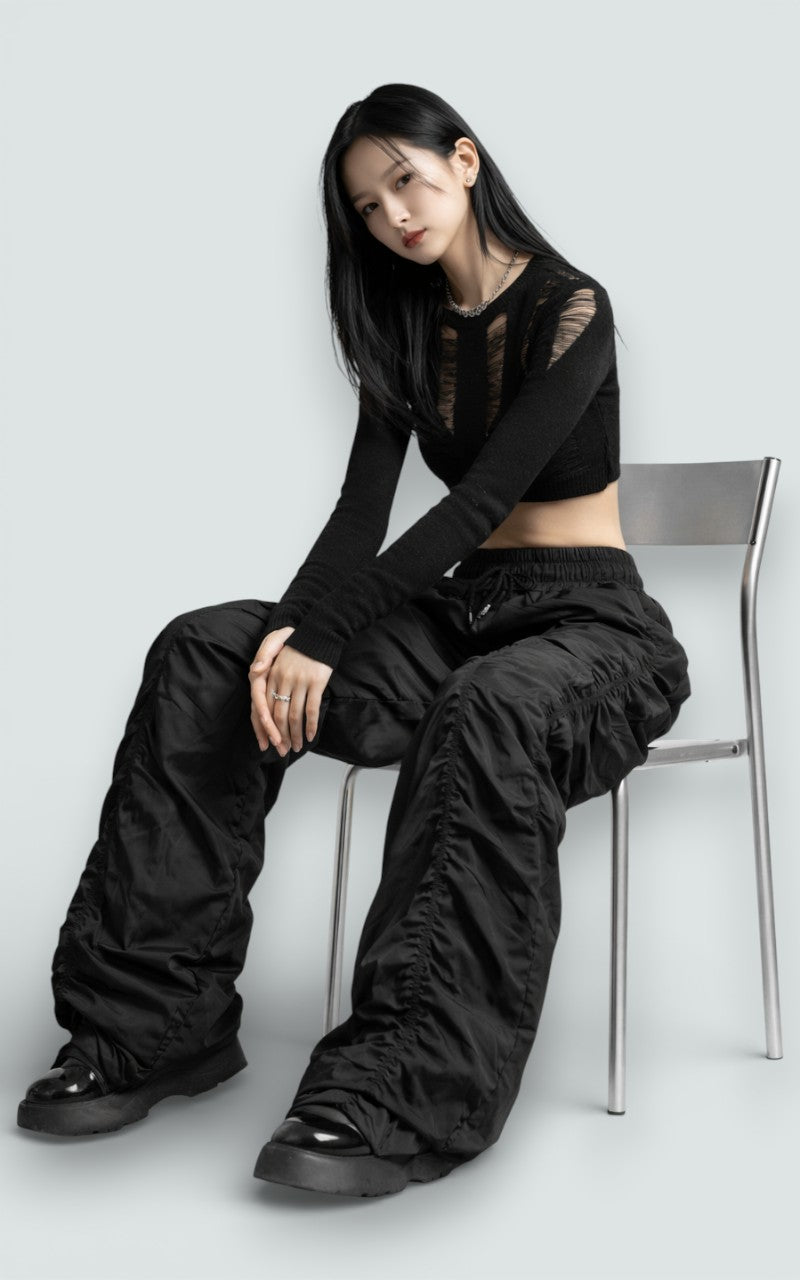 Ruched High-Waist Bloomers Pants