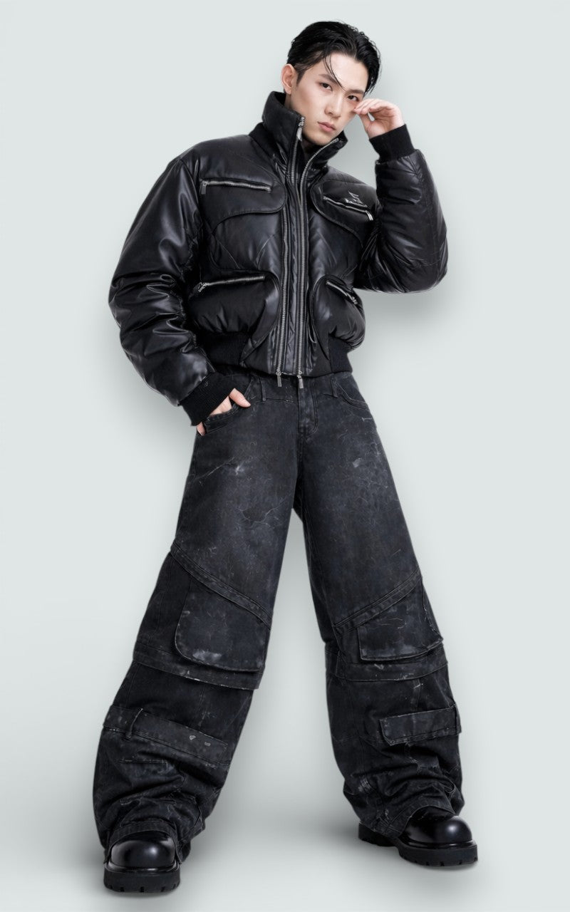 Cropped Puffer Stand-Collar Jacket