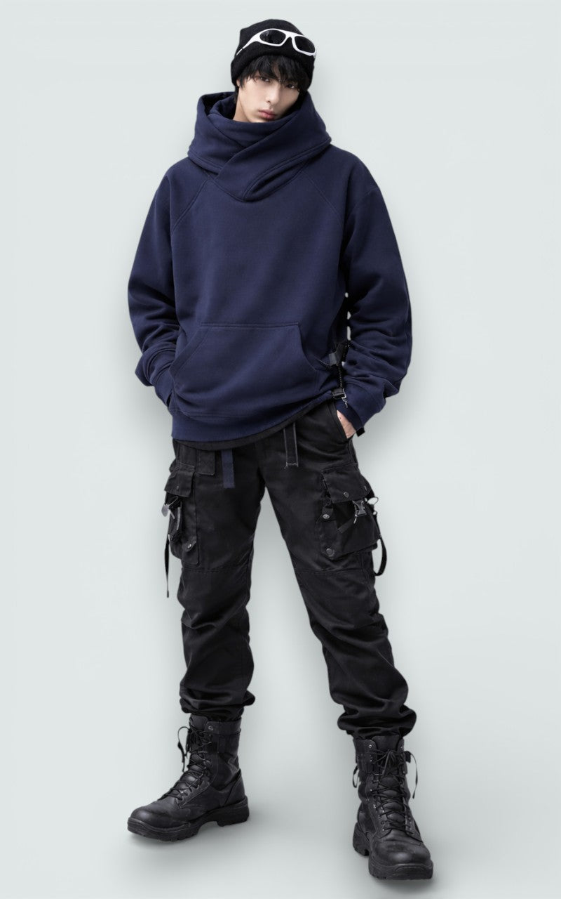 Structured Cowl-Neck Streetwear Sweatshirt