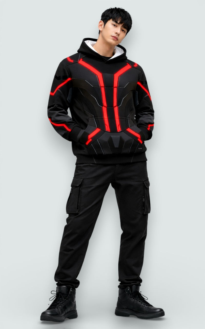 Tron Ares Red Circuit Hoodie