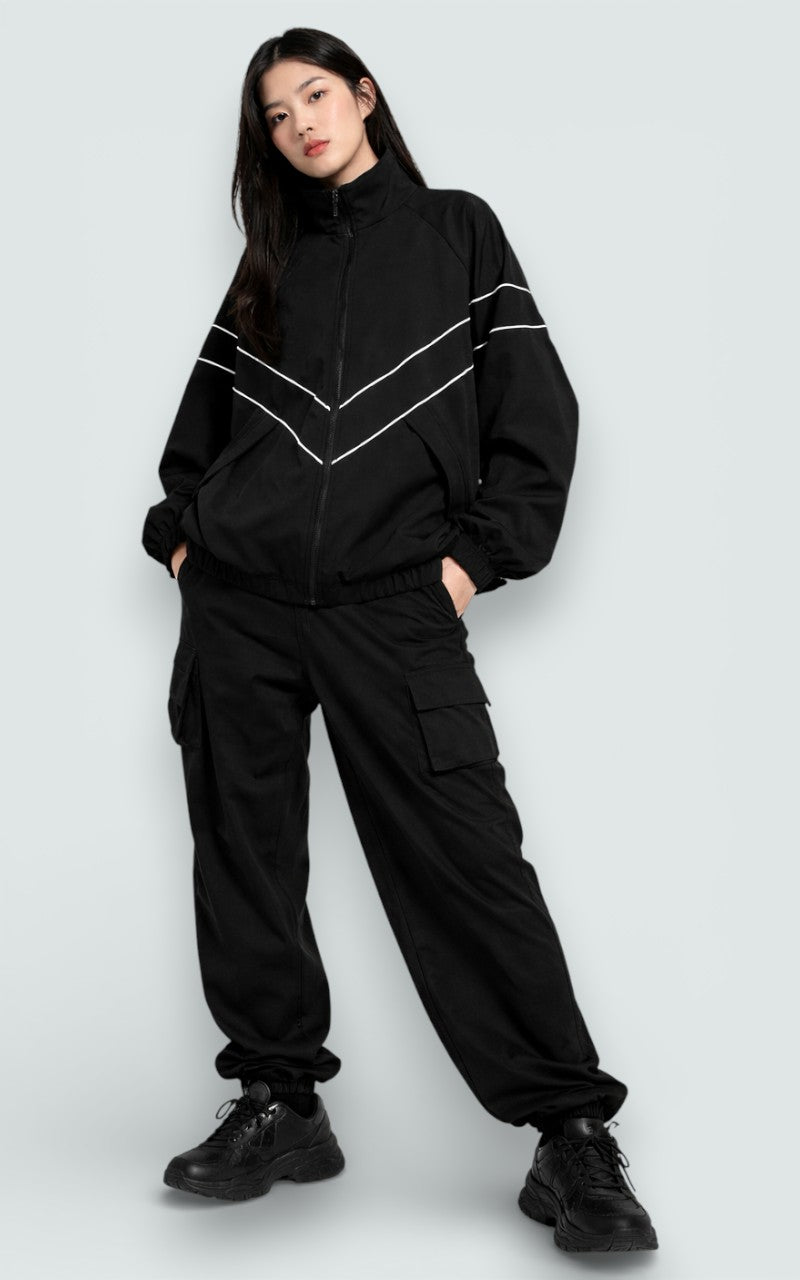 Reflective Line Zip-Up Casual Jacket