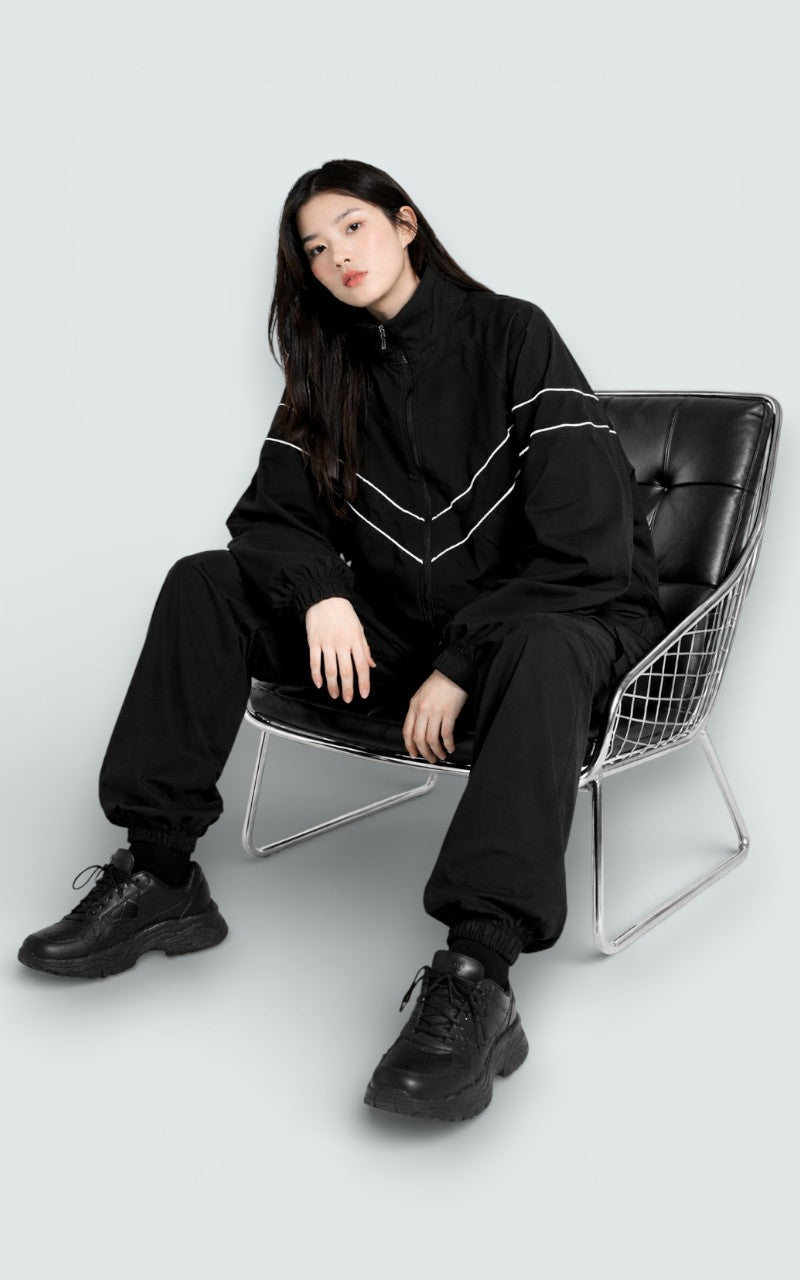 Reflective Line Zip-Up Casual Jacket