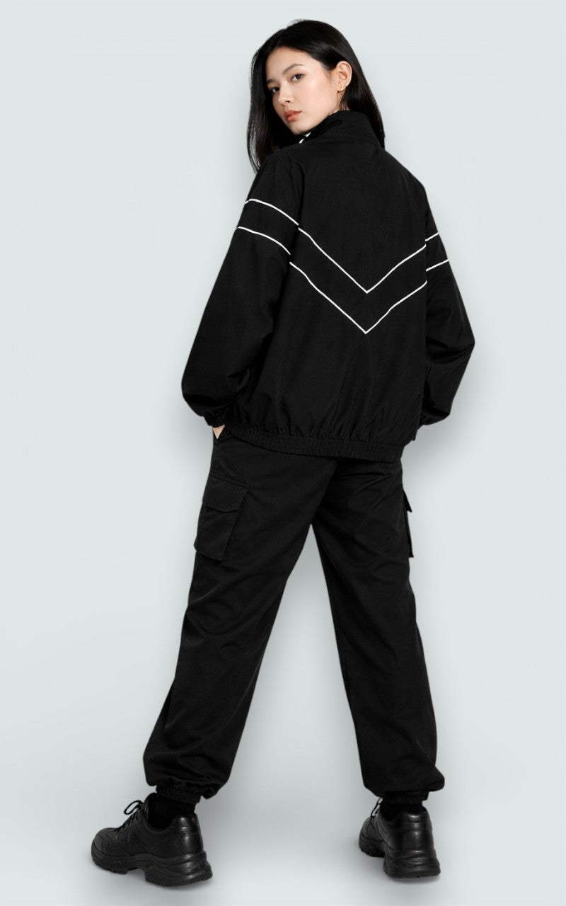 Reflective Line Zip-Up Casual Jacket