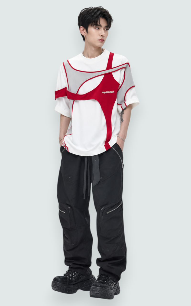 Layered Patchwork Techwear T-Shirt