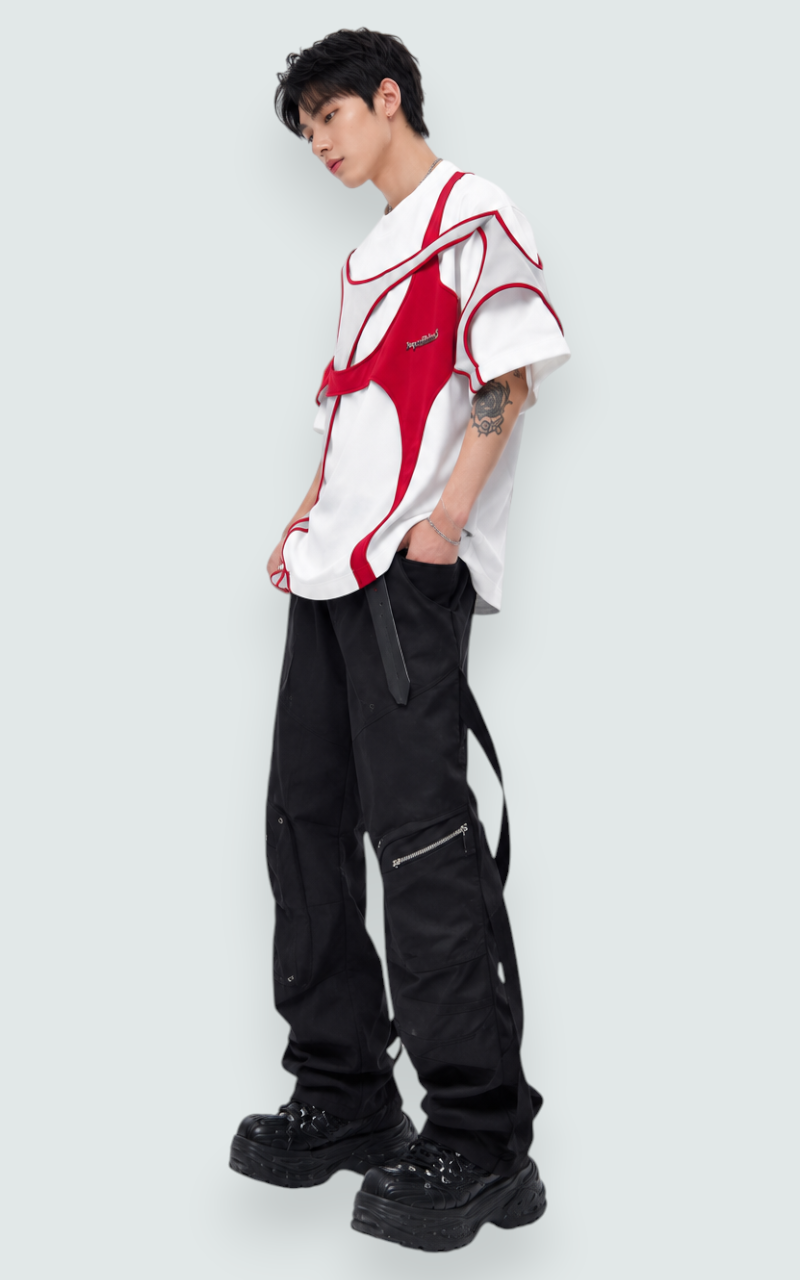 Layered Patchwork Techwear T-Shirt