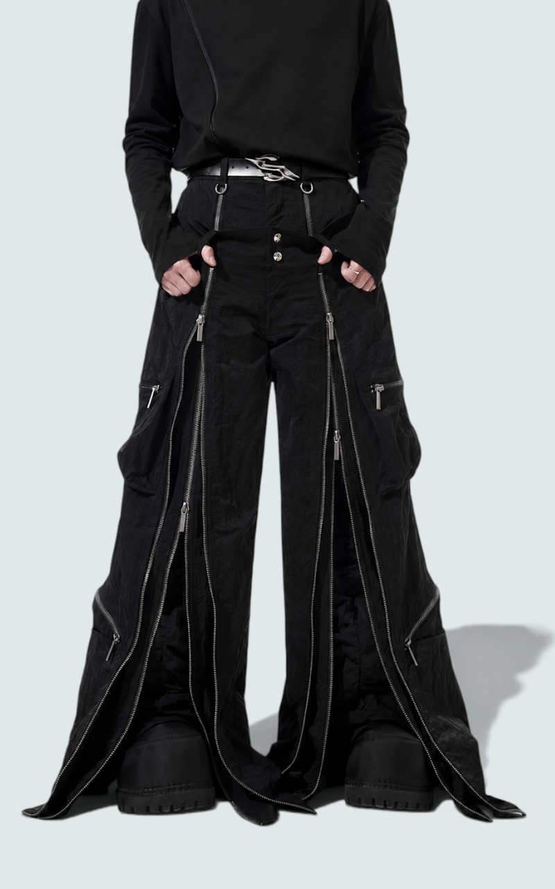 High-Street Wide Leg Strap Pants