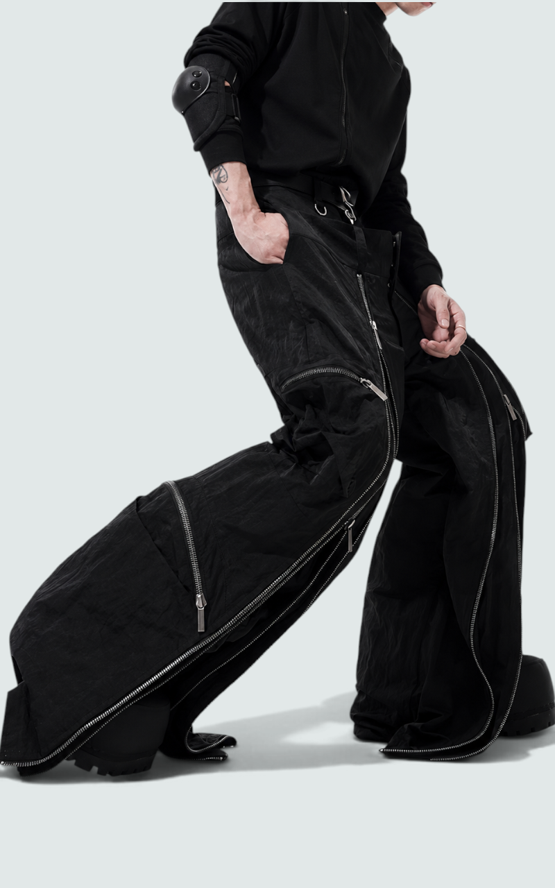 High-Street Wide Leg Strap Pants