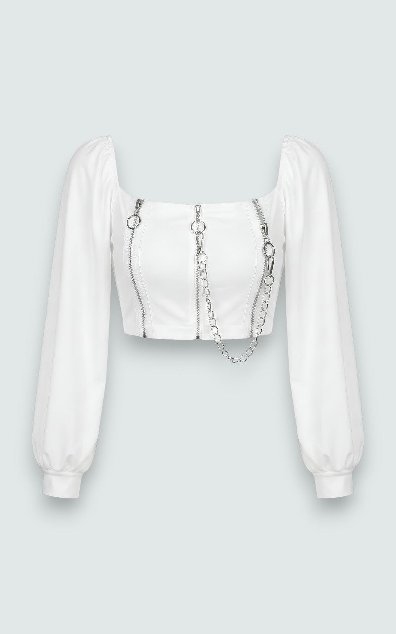 Chain Zip Crop Top