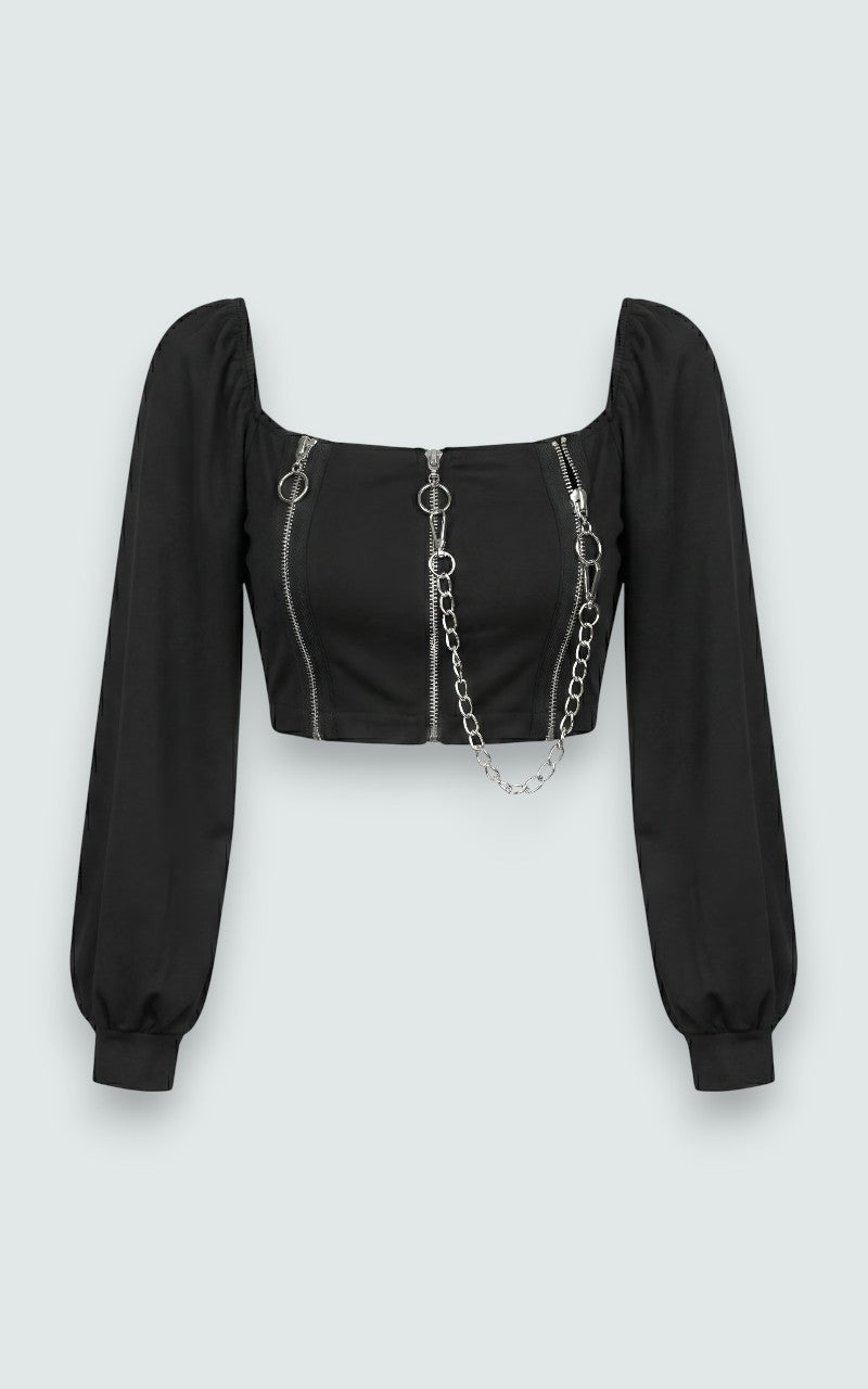 Chain Zip Crop Top