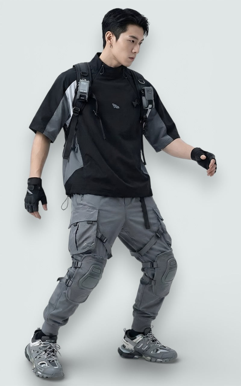 Panel Zip Short Sleeve Top