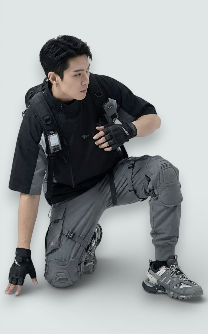 Panel Zip Short Sleeve Top