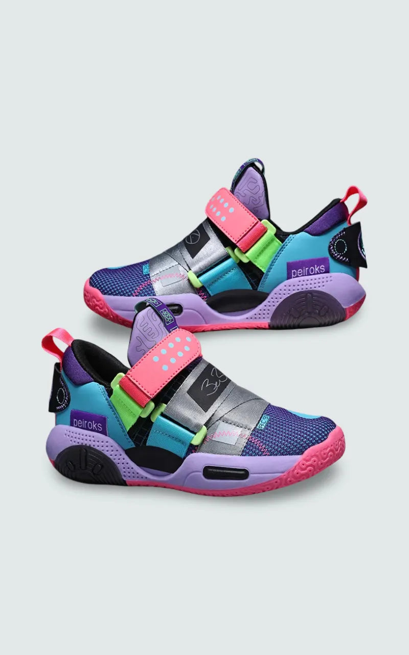 Neon Orbit Kids Basketball Sneakers