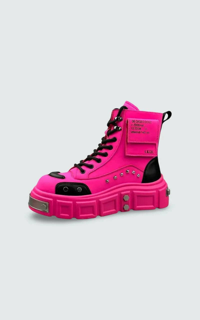 Neon Riot Punk Platform Boots