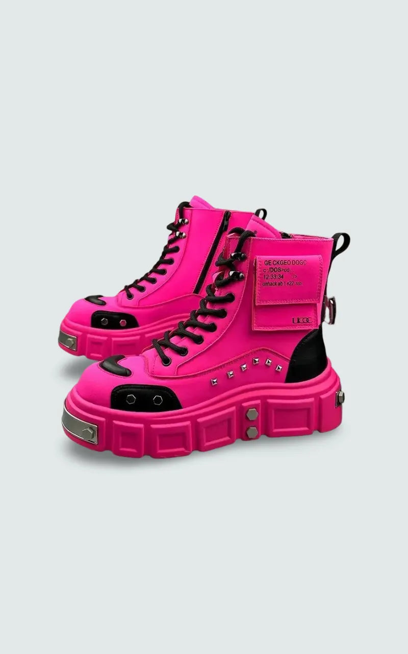 Neon Riot Punk Platform Boots